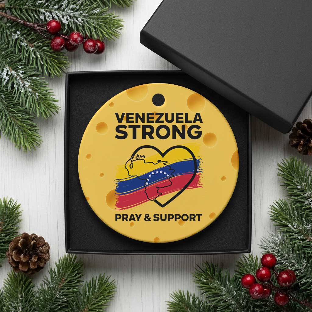Venezuela Strong Pray and Support Ceramic Ornament Solidarity Patriotic Venezuelan Flag Map Heart TS02 1pc Yellow Cheese Print Your Wear