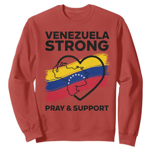 Venezuela Strong Pray and Support Sweatshirt Solidarity Patriotic Venezuelan Flag Map Heart TS02 Red Print Your Wear
