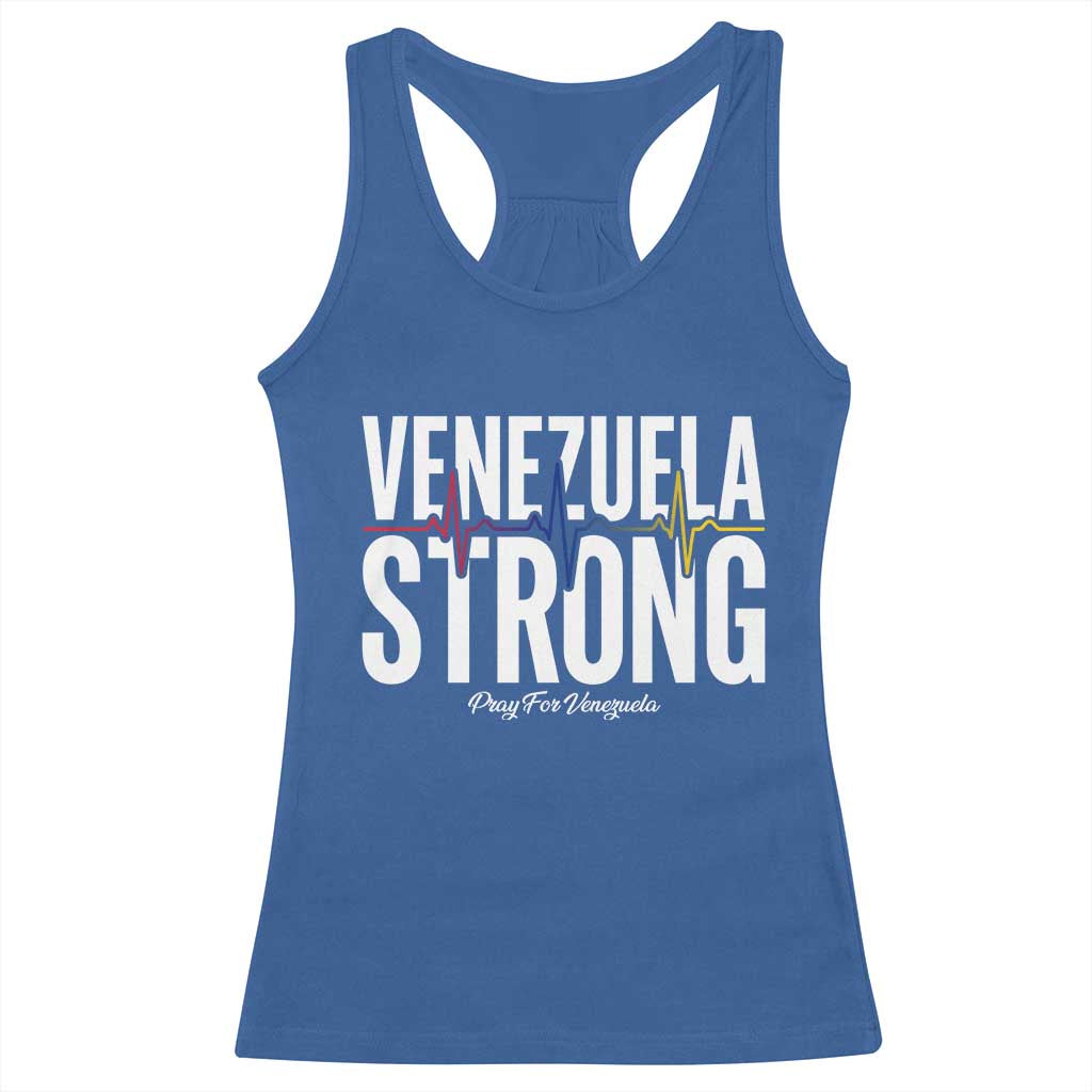 Venezuela Strong Venezuelan Heartbeat Racerback Tank Top Solidarity Resilience Hope and Prayer TS02 Royal Blue Print Your Wear