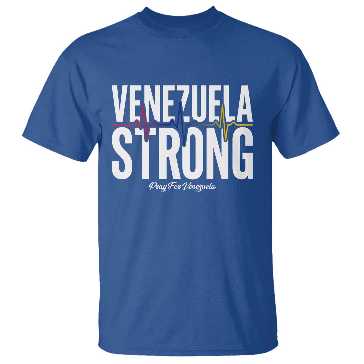 Venezuela Strong Venezuelan Heartbeat T Shirt Solidarity Resilience Hope and Prayer TS02 Royal Blue Print Your Wear
