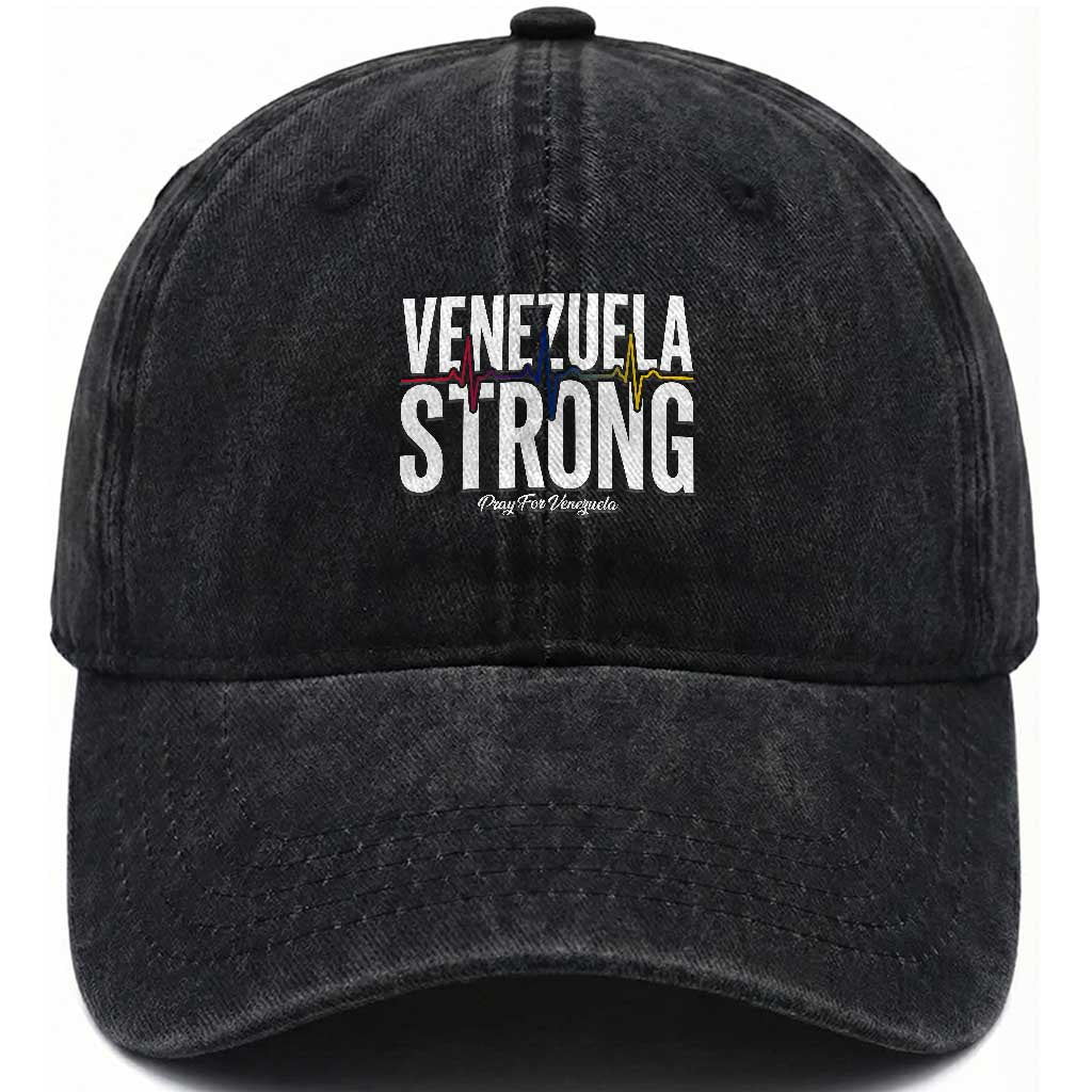 Venezuela Strong Venezuelan Heartbeat Washed Cotton Baseball Cap Solidarity Resilience Hope and Prayer TS02 Print Your Wear
