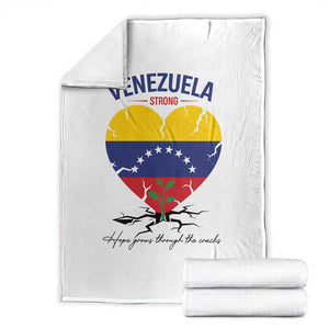 Venezuela Strong Healing Support Throw Blanket Hope Grows Through Cracks Venezuelan Flag Heart TS02 White Print Your Wear