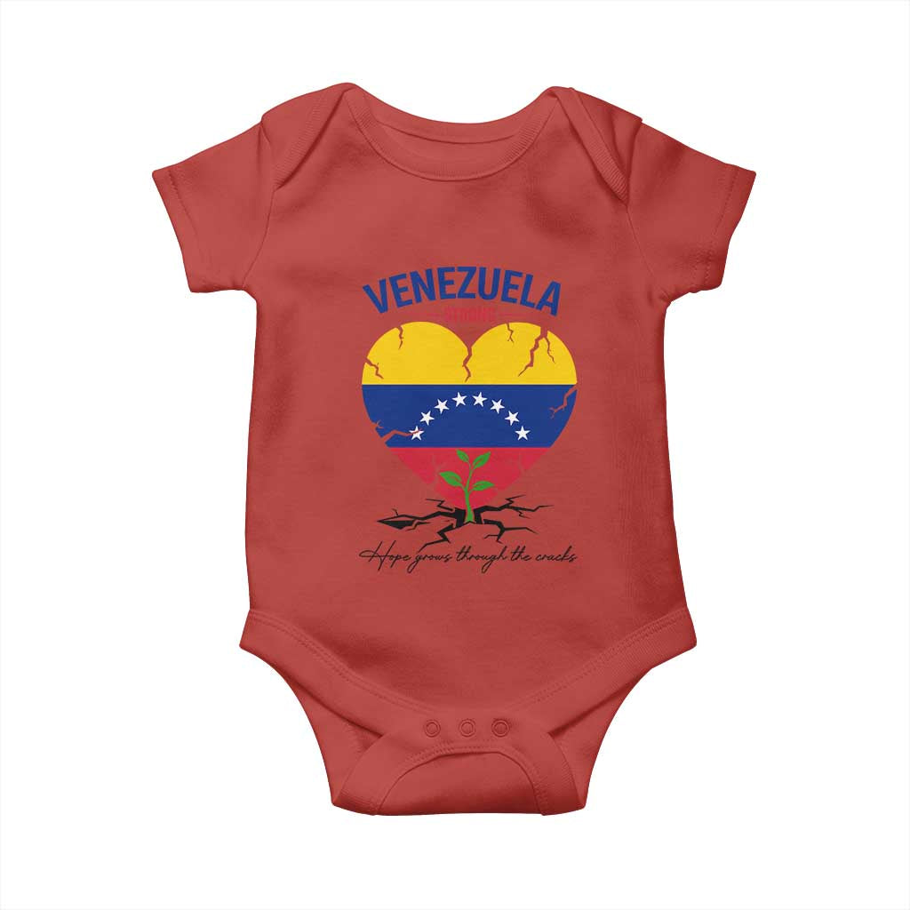 Venezuela Strong Healing Support Baby Onesie Hope Grows Through Cracks Venezuelan Flag Heart TS02 Red Print Your Wear