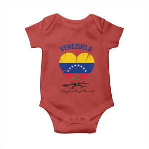 Venezuela Strong Healing Support Baby Onesie Hope Grows Through Cracks Venezuelan Flag Heart TS02 Red Print Your Wear