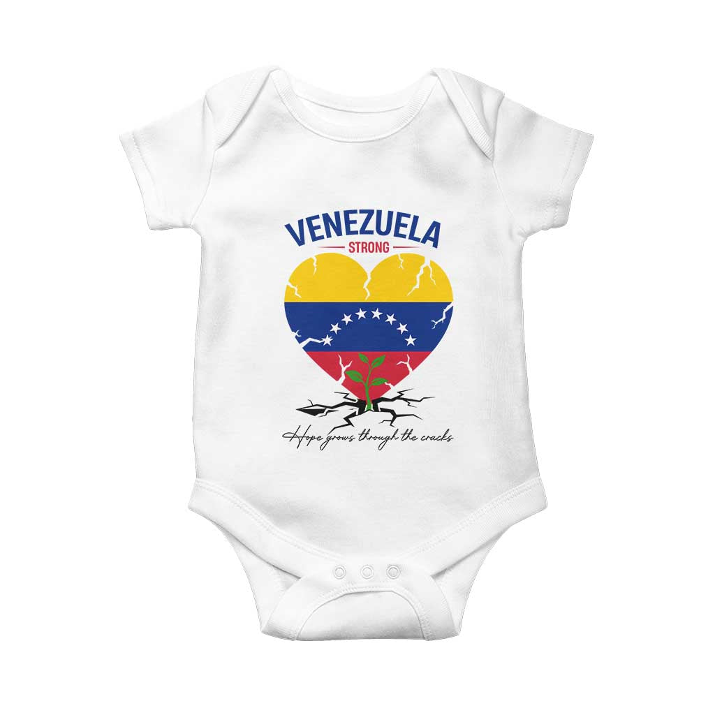 Venezuela Strong Healing Support Baby Onesie Hope Grows Through Cracks Venezuelan Flag Heart TS02 White Print Your Wear