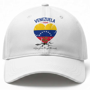 Venezuela Strong Healing Support Baseball Cap Hope Grows Through Cracks Venezuelan Flag Heart TS02 Print Your Wear