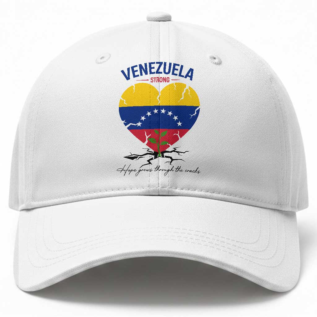 Venezuela Strong Healing Support Baseball Cap Hope Grows Through Cracks Venezuelan Flag Heart TS02 Print Your Wear