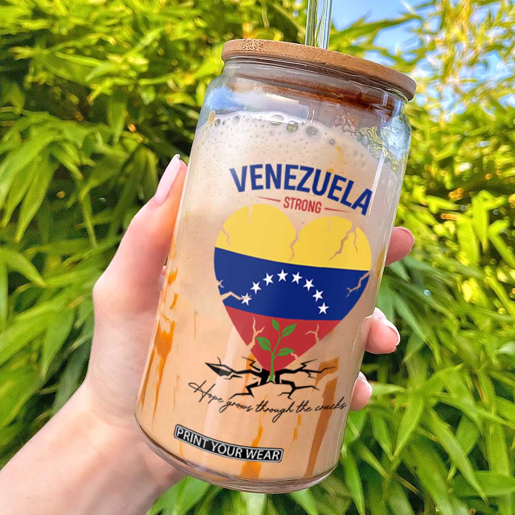 Venezuela Strong Healing Support Glass Can Hope Grows Through Cracks Venezuelan Flag Heart TS02 White Print Your Wear