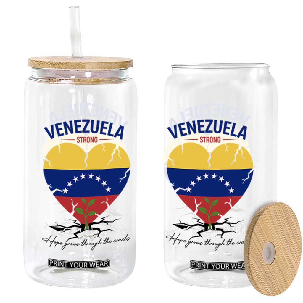 Venezuela Strong Healing Support Glass Can Hope Grows Through Cracks Venezuelan Flag Heart TS02 Print Your Wear