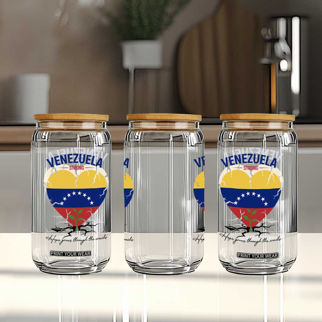 Venezuela Strong Healing Support Glass Can Hope Grows Through Cracks Venezuelan Flag Heart TS02 Print Your Wear