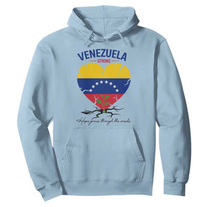 Venezuela Strong Healing Support Hoodie Hope Grows Through Cracks Venezuelan Flag Heart TS02 Light Blue Print Your Wear