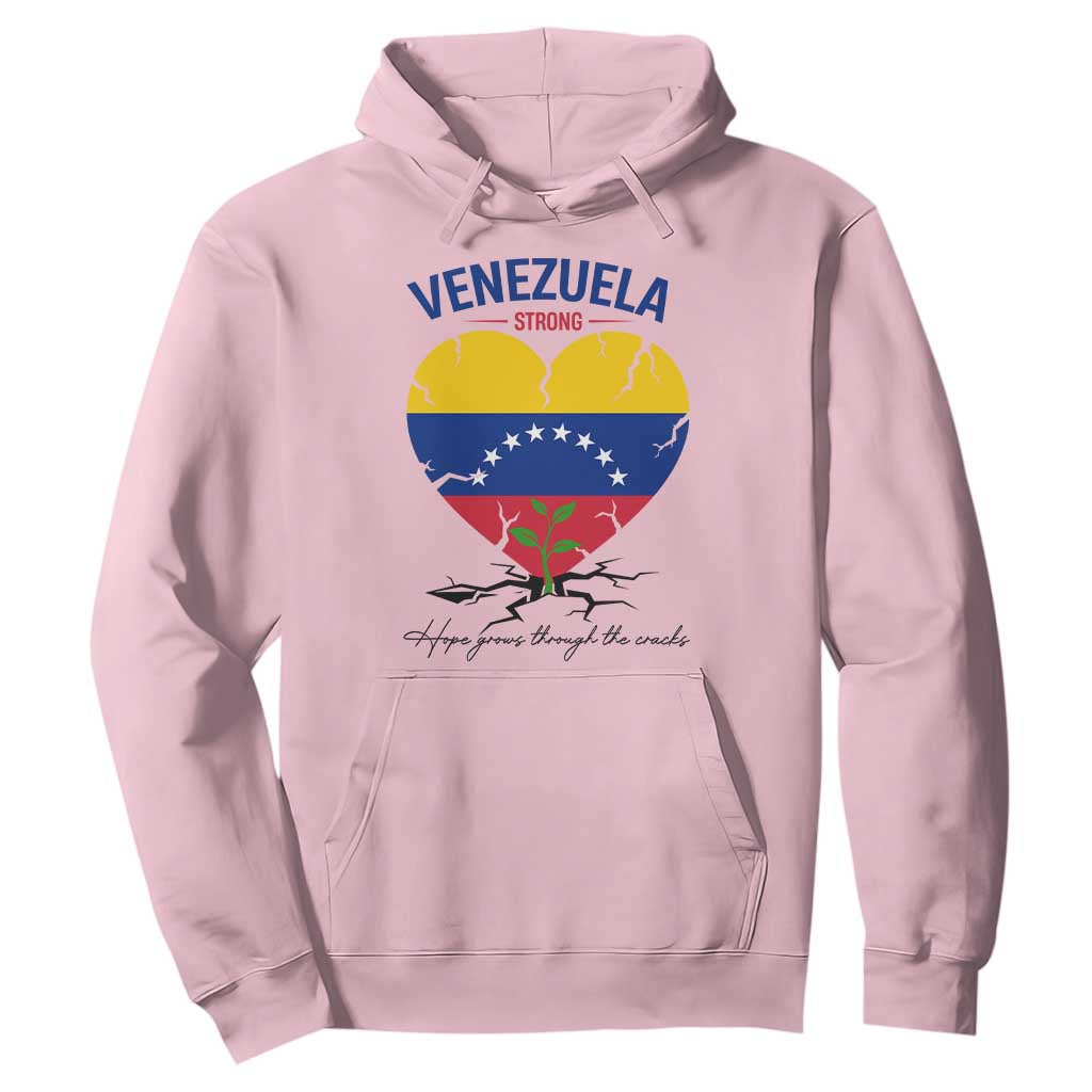 Venezuela Strong Healing Support Hoodie Hope Grows Through Cracks Venezuelan Flag Heart TS02 Light Pink Print Your Wear