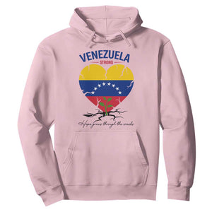 Venezuela Strong Healing Support Hoodie Hope Grows Through Cracks Venezuelan Flag Heart TS02 Light Pink Print Your Wear