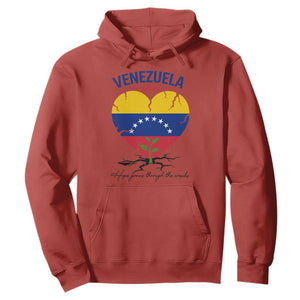 Venezuela Strong Healing Support Hoodie Hope Grows Through Cracks Venezuelan Flag Heart TS02 Red Print Your Wear