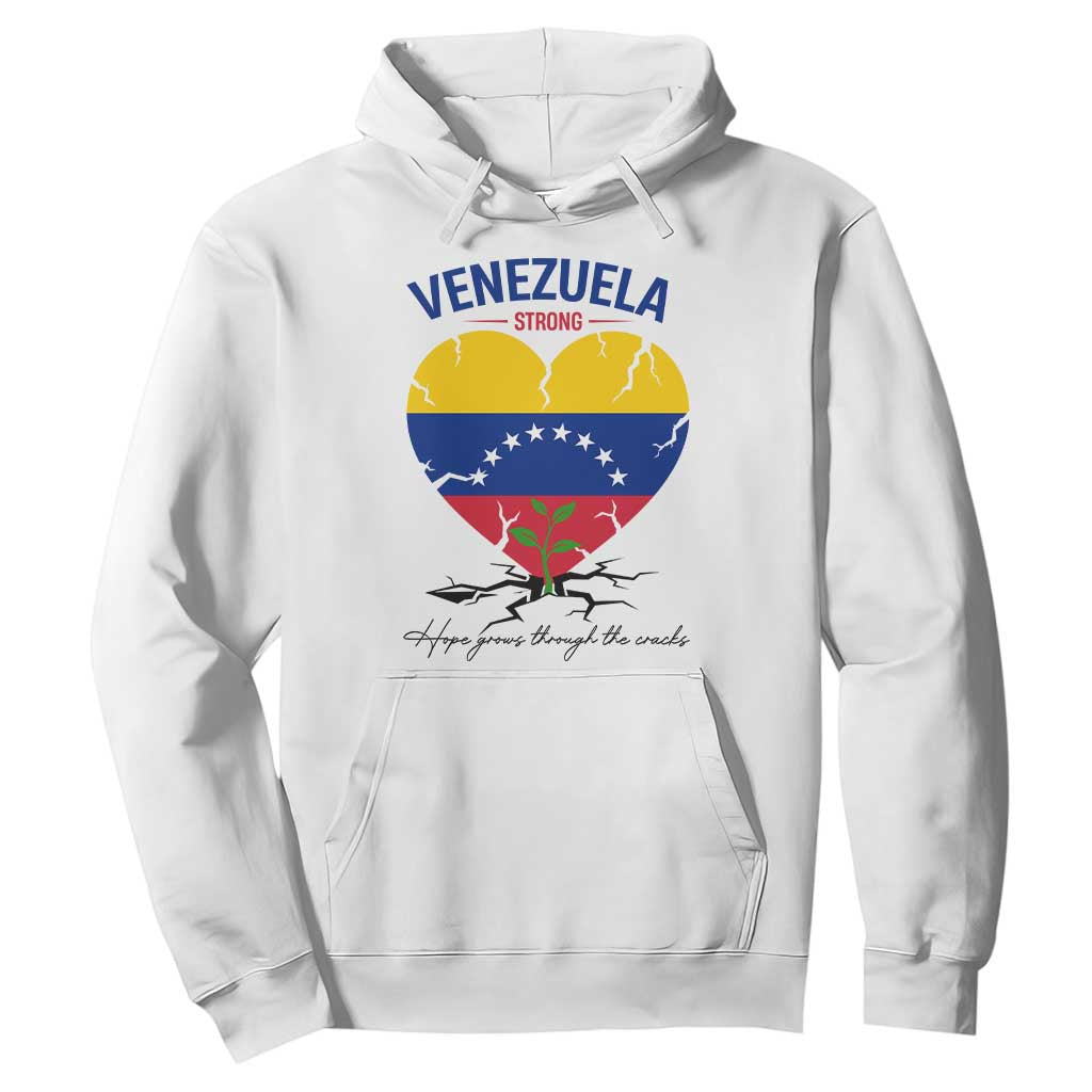 Venezuela Strong Healing Support Hoodie Hope Grows Through Cracks Venezuelan Flag Heart TS02 White Print Your Wear