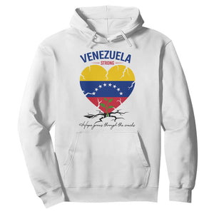 Venezuela Strong Healing Support Hoodie Hope Grows Through Cracks Venezuelan Flag Heart TS02 White Print Your Wear
