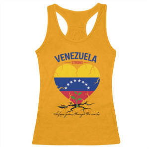 Venezuela Strong Healing Support Racerback Tank Top Hope Grows Through Cracks Venezuelan Flag Heart TS02 Gold Print Your Wear
