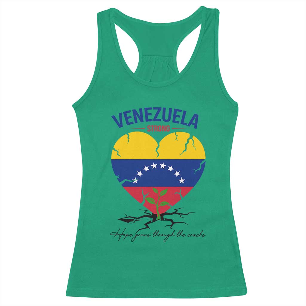 Venezuela Strong Healing Support Racerback Tank Top Hope Grows Through Cracks Venezuelan Flag Heart TS02 Irish Green Print Your Wear