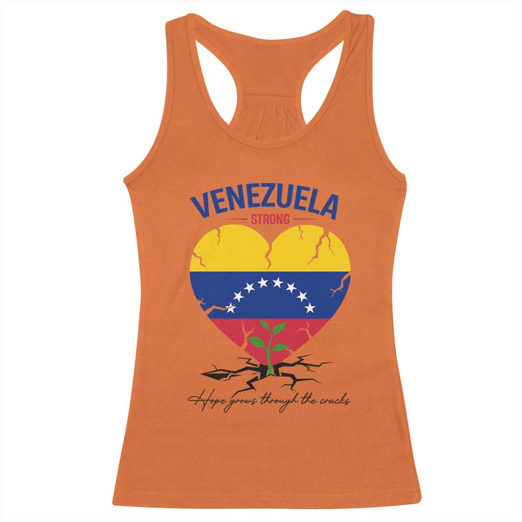 Venezuela Strong Healing Support Racerback Tank Top Hope Grows Through Cracks Venezuelan Flag Heart TS02 Orange Print Your Wear