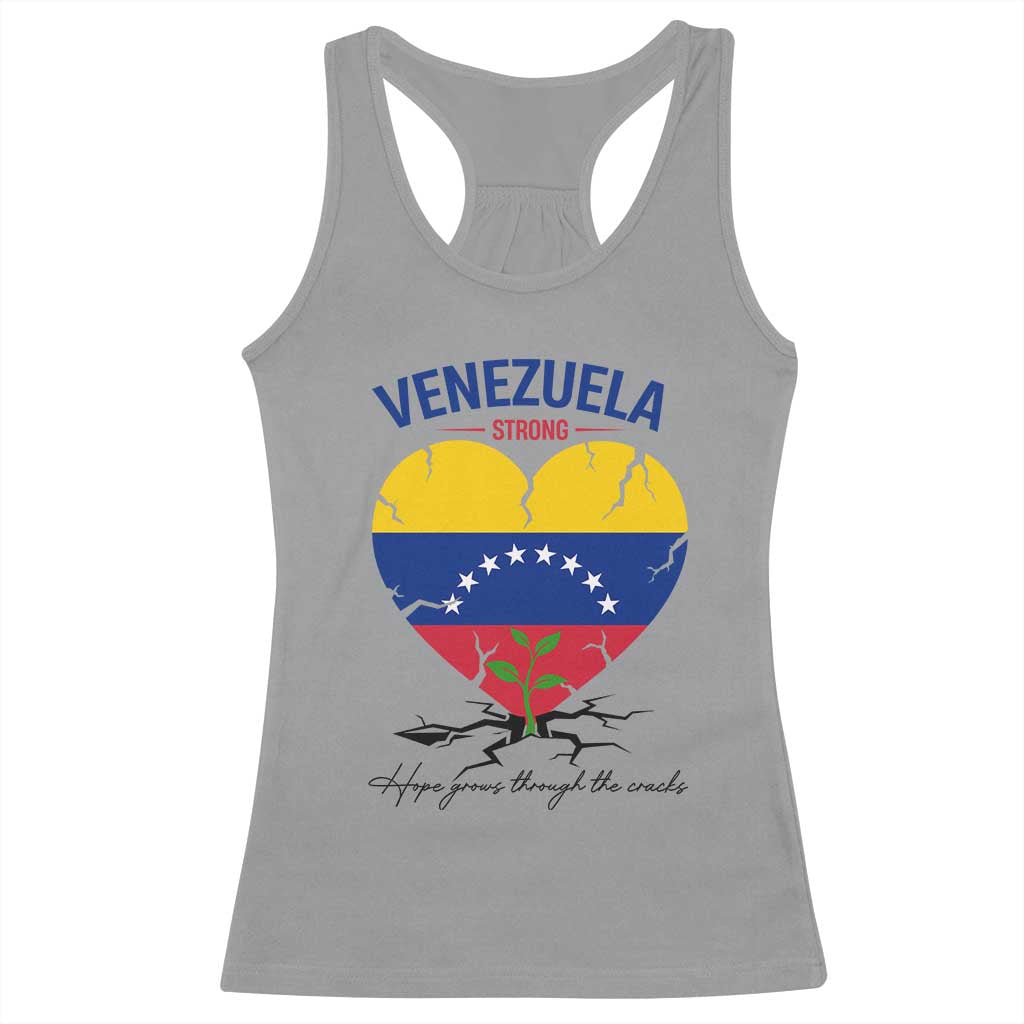 Venezuela Strong Healing Support Racerback Tank Top Hope Grows Through Cracks Venezuelan Flag Heart TS02 Sport Gray Print Your Wear