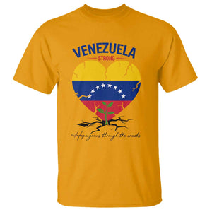 Venezuela Strong Healing Support T Shirt Hope Grows Through Cracks Venezuelan Flag Heart TS02 Gold Print Your Wear