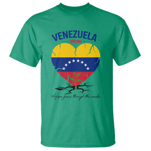 Venezuela Strong Healing Support T Shirt Hope Grows Through Cracks Venezuelan Flag Heart TS02 Irish Green Print Your Wear