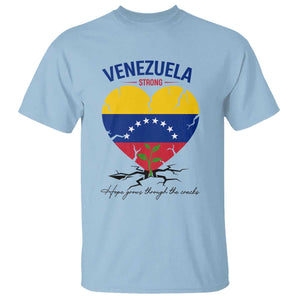 Venezuela Strong Healing Support T Shirt Hope Grows Through Cracks Venezuelan Flag Heart TS02 Light Blue Print Your Wear