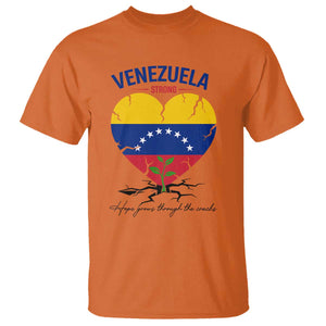 Venezuela Strong Healing Support T Shirt Hope Grows Through Cracks Venezuelan Flag Heart TS02 Orange Print Your Wear