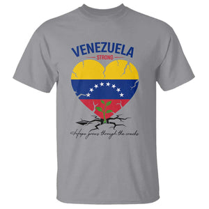 Venezuela Strong Healing Support T Shirt Hope Grows Through Cracks Venezuelan Flag Heart TS02 Sport Gray Print Your Wear
