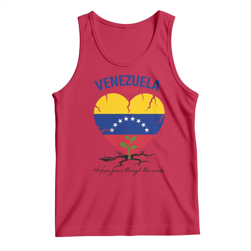 Venezuela Strong Healing Support Tank Top Hope Grows Through Cracks Venezuelan Flag Heart TS02 Red Print Your Wear