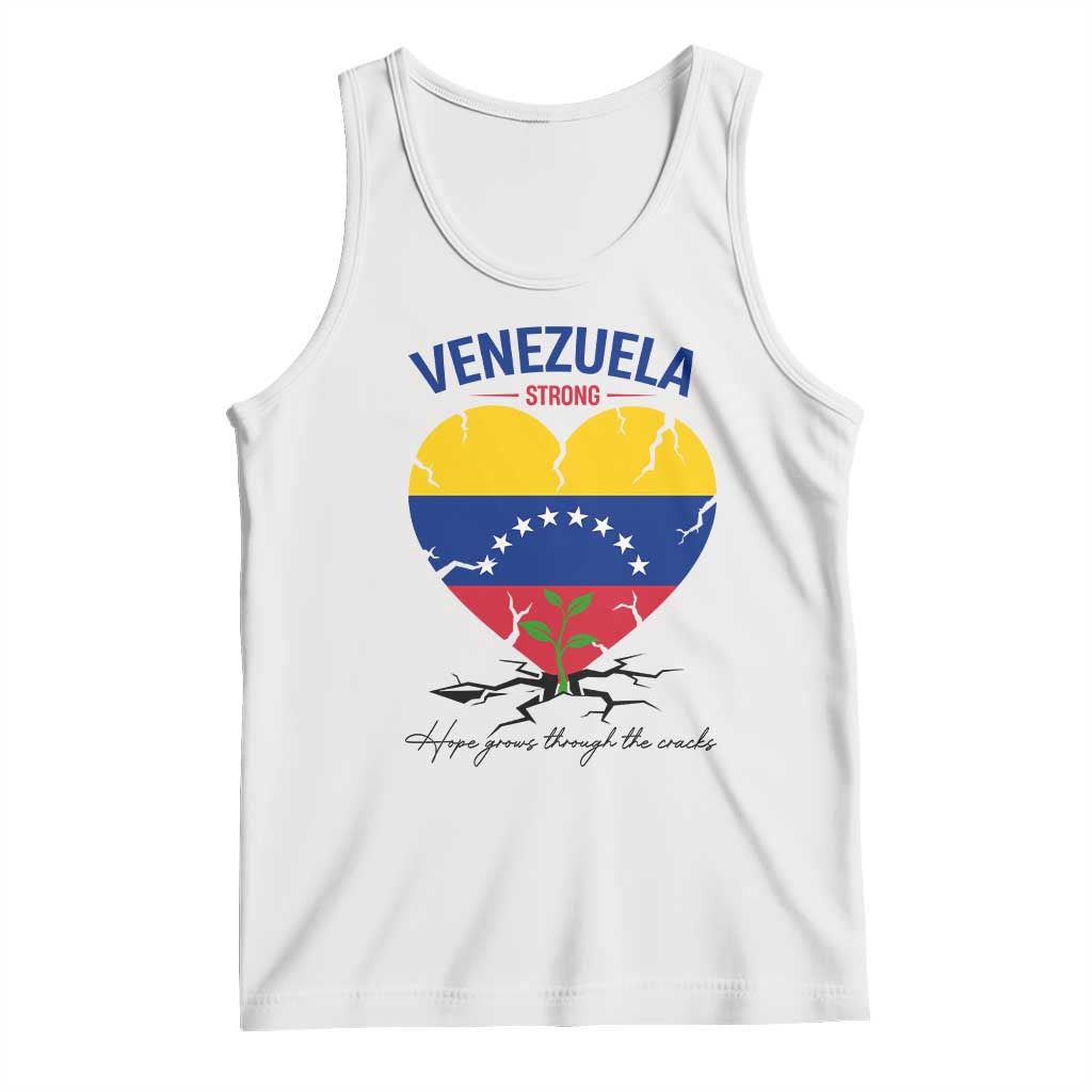 Venezuela Strong Healing Support Tank Top Hope Grows Through Cracks Venezuelan Flag Heart TS02 White Print Your Wear