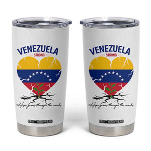 Venezuela Strong Healing Support Tumbler Cup Hope Grows Through Cracks Venezuelan Flag Heart TS02 White Print Your Wear