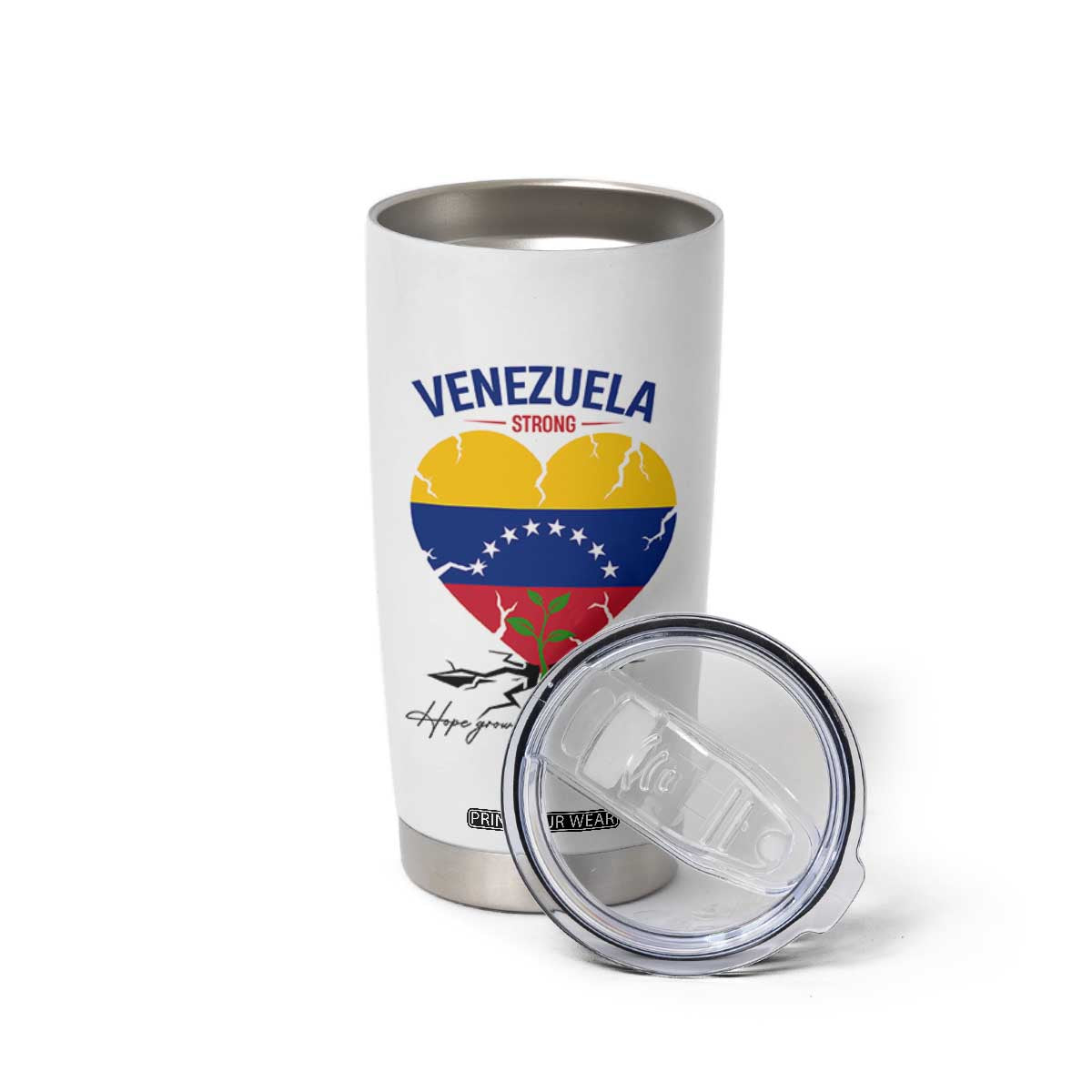 Venezuela Strong Healing Support Tumbler Cup Hope Grows Through Cracks Venezuelan Flag Heart TS02 Print Your Wear
