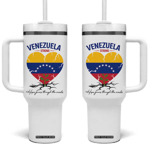 Venezuela Strong Healing Support Tumbler With Handle Hope Grows Through Cracks Venezuelan Flag Heart TS02 One Size: 40 oz White Print Your Wear