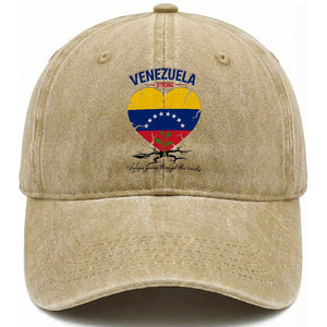 Venezuela Strong Healing Support Washed Cotton Baseball Cap Hope Grows Through Cracks Venezuelan Flag Heart TS02 Print Your Wear