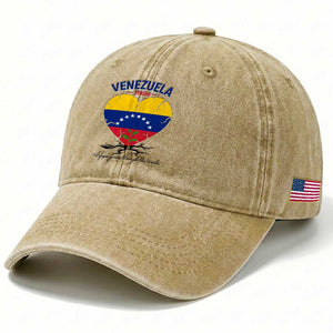 Venezuela Strong Healing Support Washed Cotton Baseball Cap Hope Grows Through Cracks Venezuelan Flag Heart TS02 Print Your Wear
