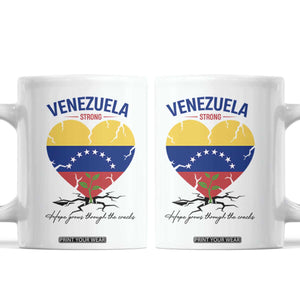 Venezuela Strong Healing Support Coffee Mug Hope Grows Through Cracks Venezuelan Flag Heart TS02 White Print Your Wear