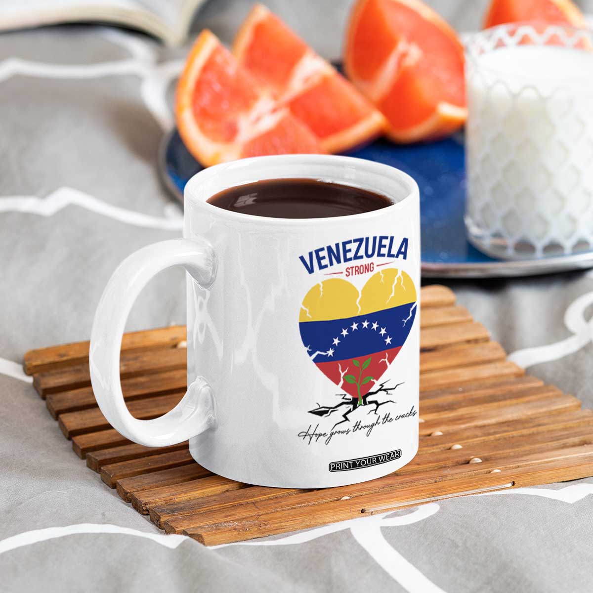 Venezuela Strong Healing Support Coffee Mug Hope Grows Through Cracks Venezuelan Flag Heart TS02 Print Your Wear