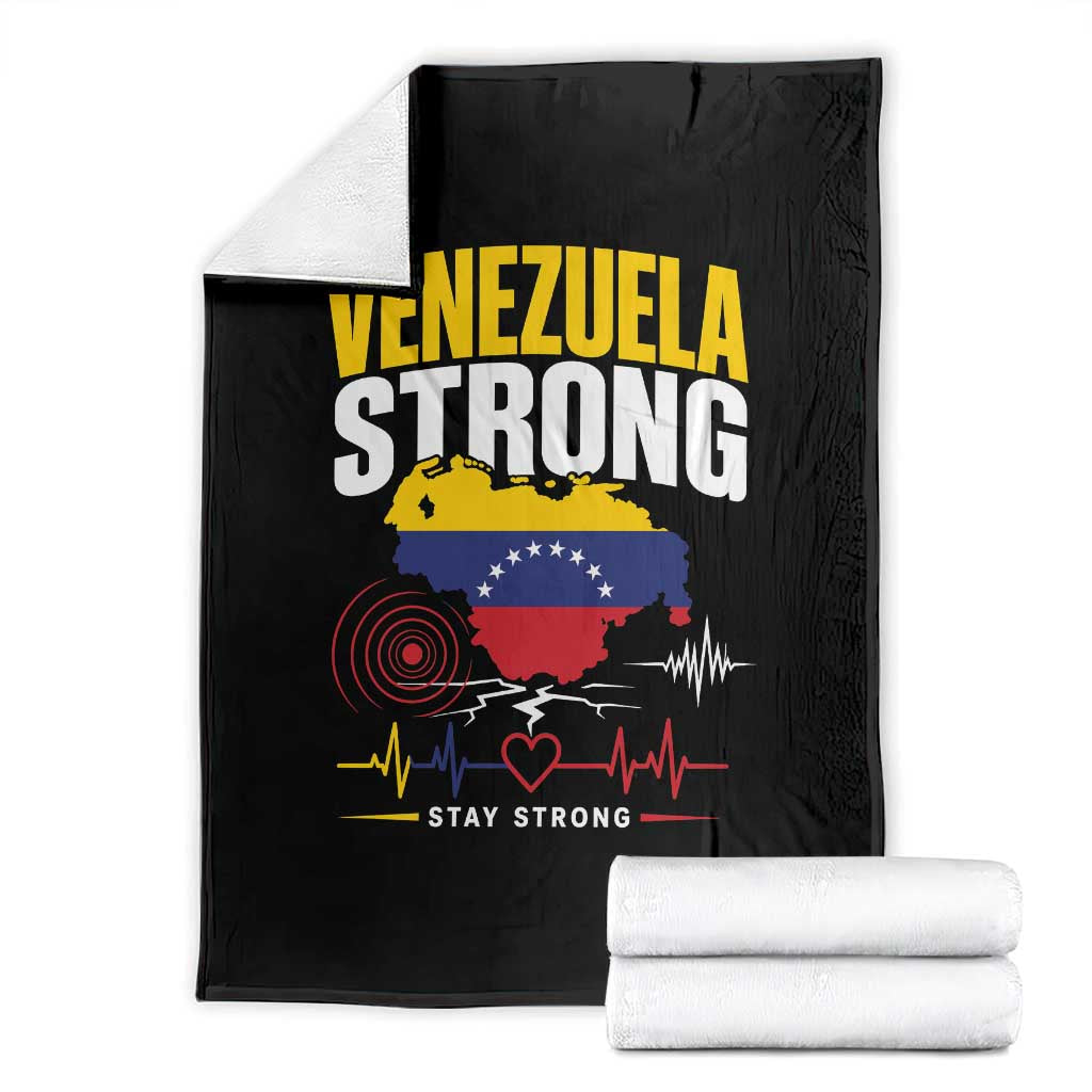 Venezuela Strong Support and Solidarity Throw Blanket Patriotic Venezuelan Flag Country Map TS02 Black Print Your Wear