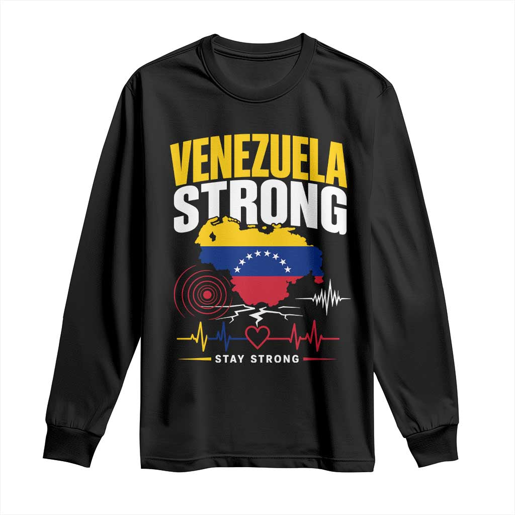 Venezuela Strong Support and Solidarity Long Sleeve Shirt Patriotic Venezuelan Flag Country Map TS02 Black Print Your Wear