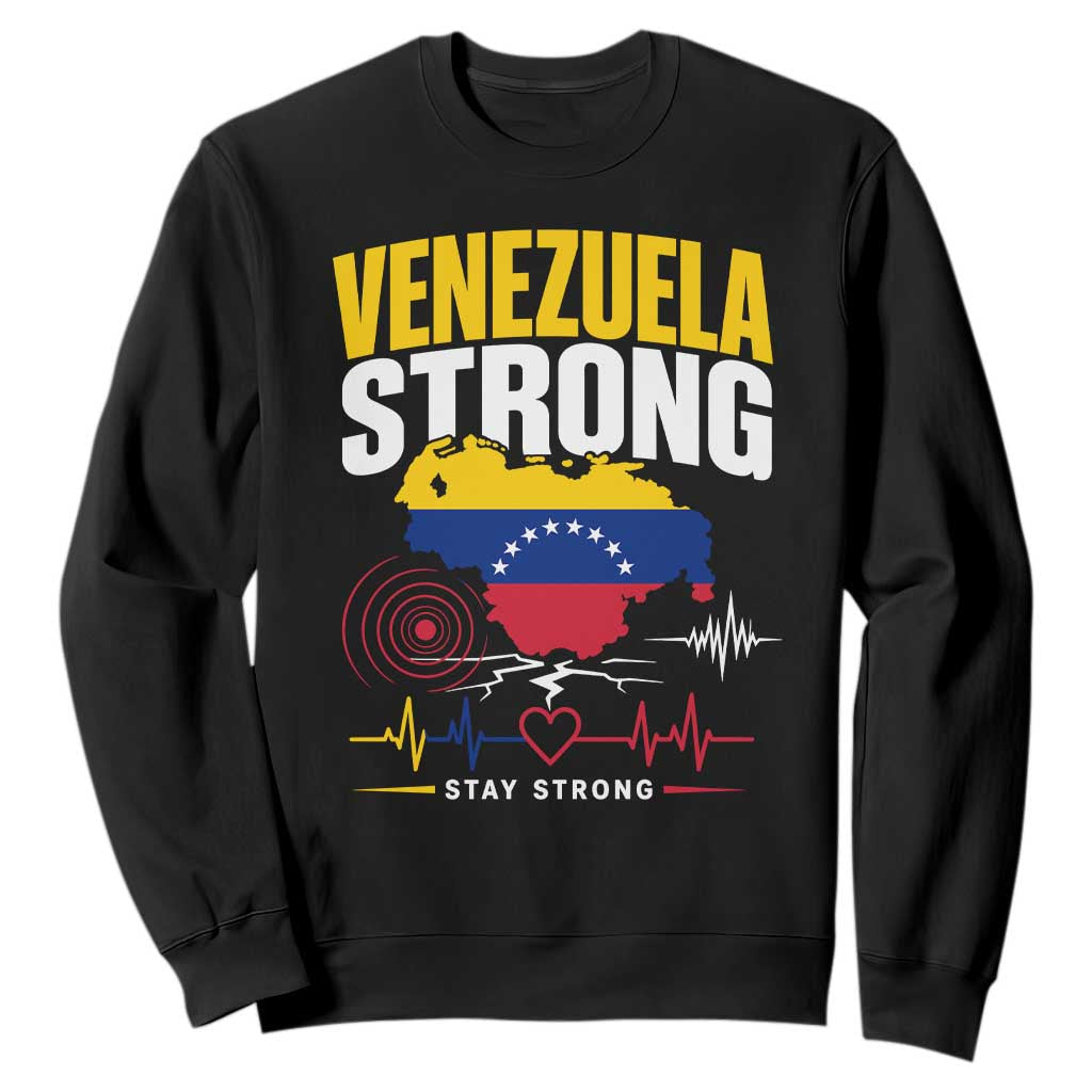 Venezuela Strong Support and Solidarity Sweatshirt Patriotic Venezuelan Flag Country Map TS02 Black Print Your Wear