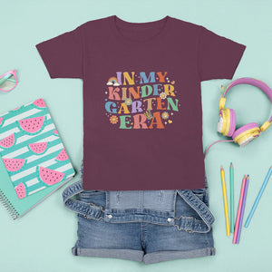 In My Kindergarten Era T Shirt For Kid First Day Of Kinder Retro Groovy TS02 Maroon Printyourwear