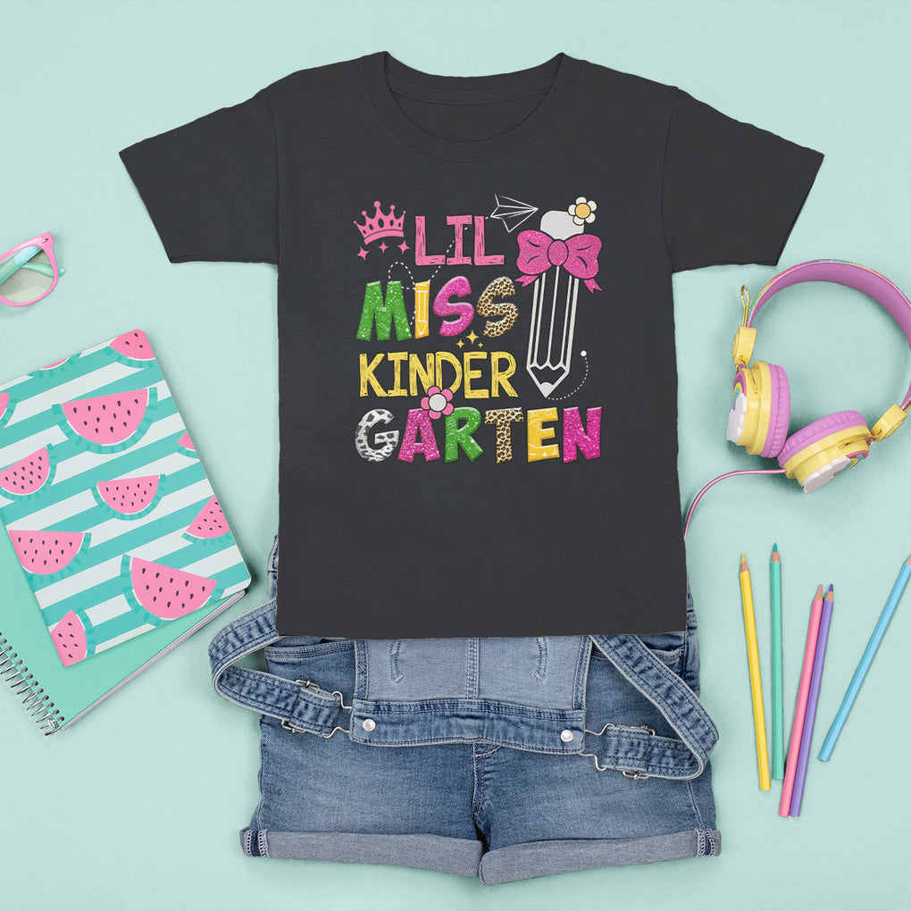 Lil Miss Kindergarten T Shirt For Kid Cute Kinder Girl Era TS02 Black Printyourwear