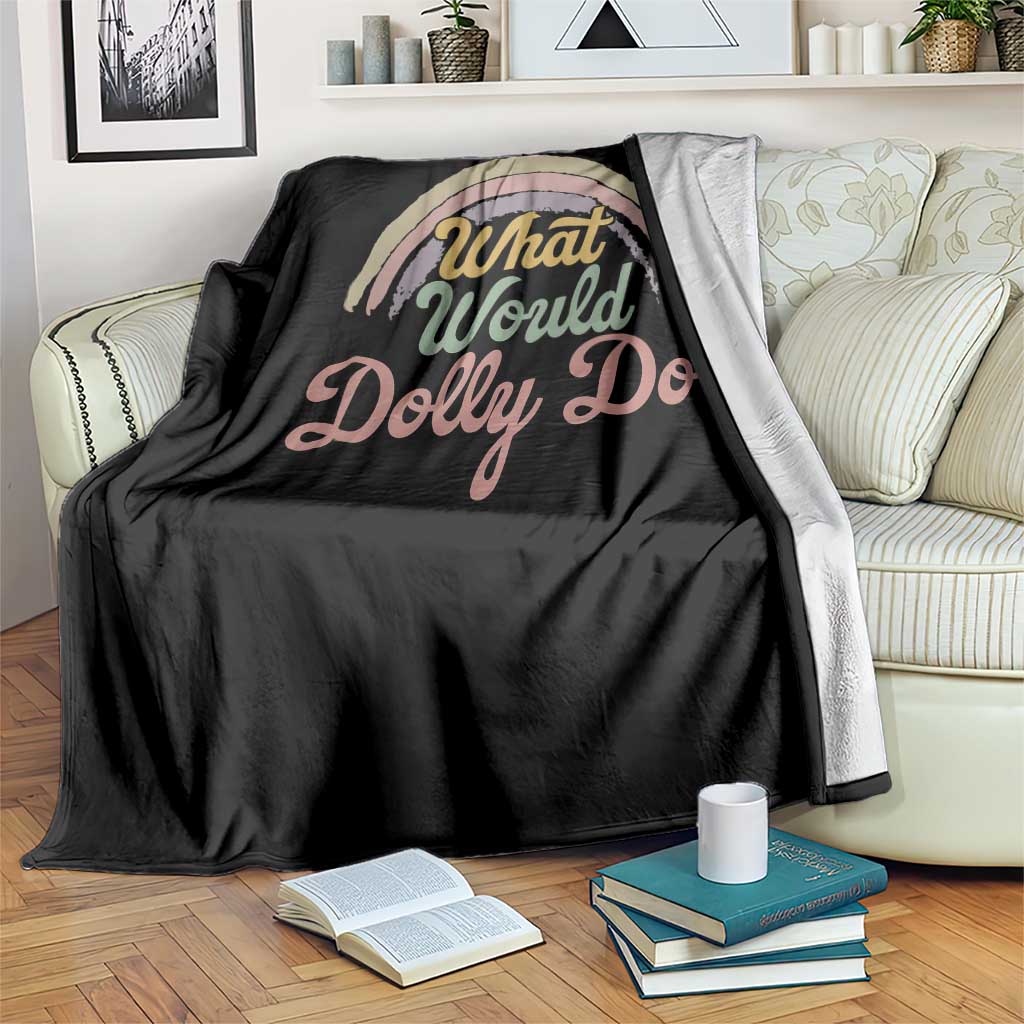 What Would Dolly Do WWDD Vintage Boho Rainbow Throw Blanket Western Country Music Inspo
