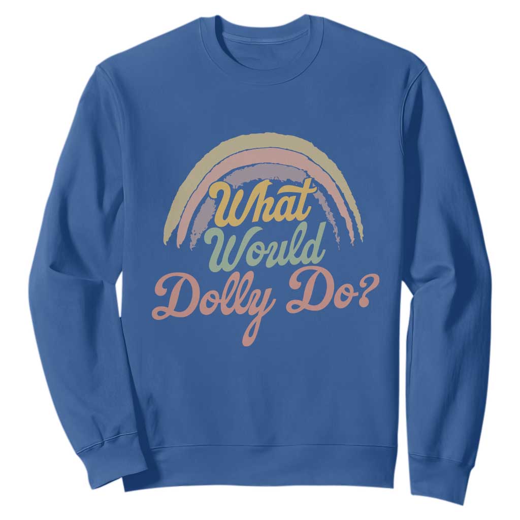 What Would Dolly Do WWDD Vintage Boho Rainbow Sweatshirt Western Country Music Inspo