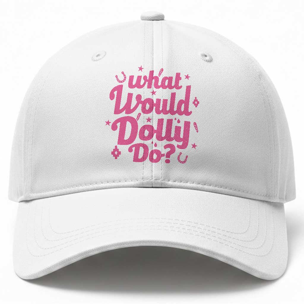 What Would Dolly Do WWDD Pink Sparkle Horseshoe Baseball Cap Western Country Music Inspo