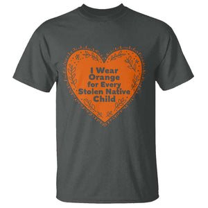 Orange Shirt Day T Shirt I Wear Orange For Every Stolen Native Child American Indian Heart TS02 Dark Heather Print Your Wear