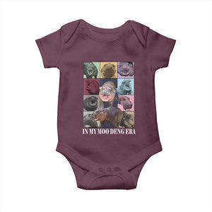 In My Moo Deng Era Baby Onesie Cute Pygmy Hippo TS02 Maroon Print Your Wear