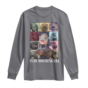 In My Moo Deng Era Long Sleeve Shirt Cute Pygmy Hippo TS02 Charcoal Print Your Wear