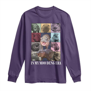 In My Moo Deng Era Long Sleeve Shirt Cute Pygmy Hippo TS02 Purple Print Your Wear